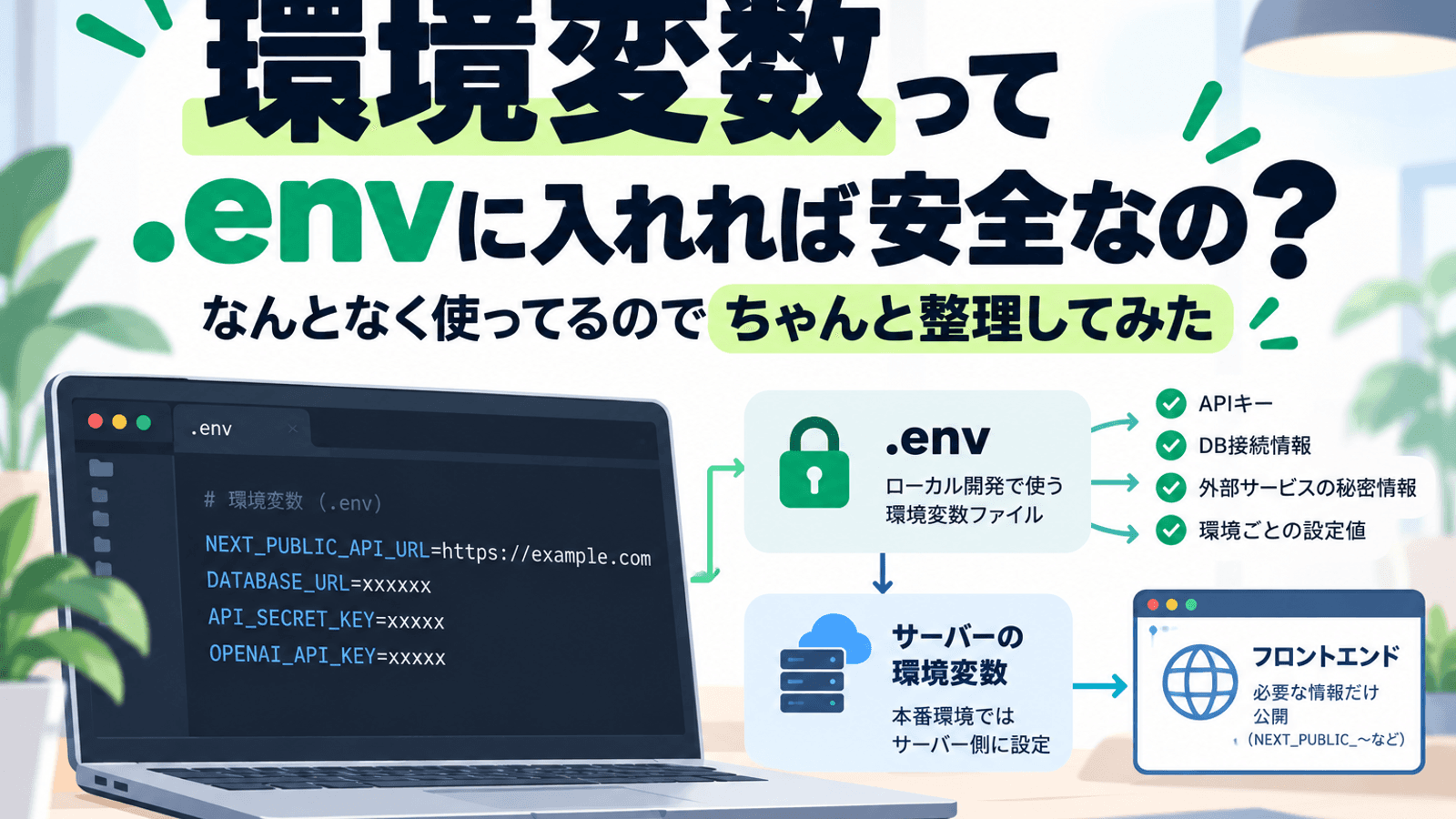 環境変数って.envに入れれば安全なの？なんとなく使ってるのでちゃんと整理してみた